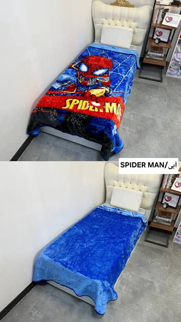 پتوابریشمی ضخیم 1 نفره نوجوان برند In love دورو کد10(SPIDER MAN/آبی)