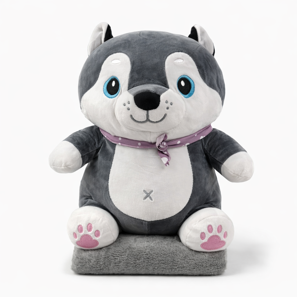 پتوعروسک هاسکی طوسی