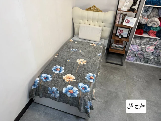 پتو حوله ای 1نفره طرح دار با برجستگی گل کد11(طرح گل)