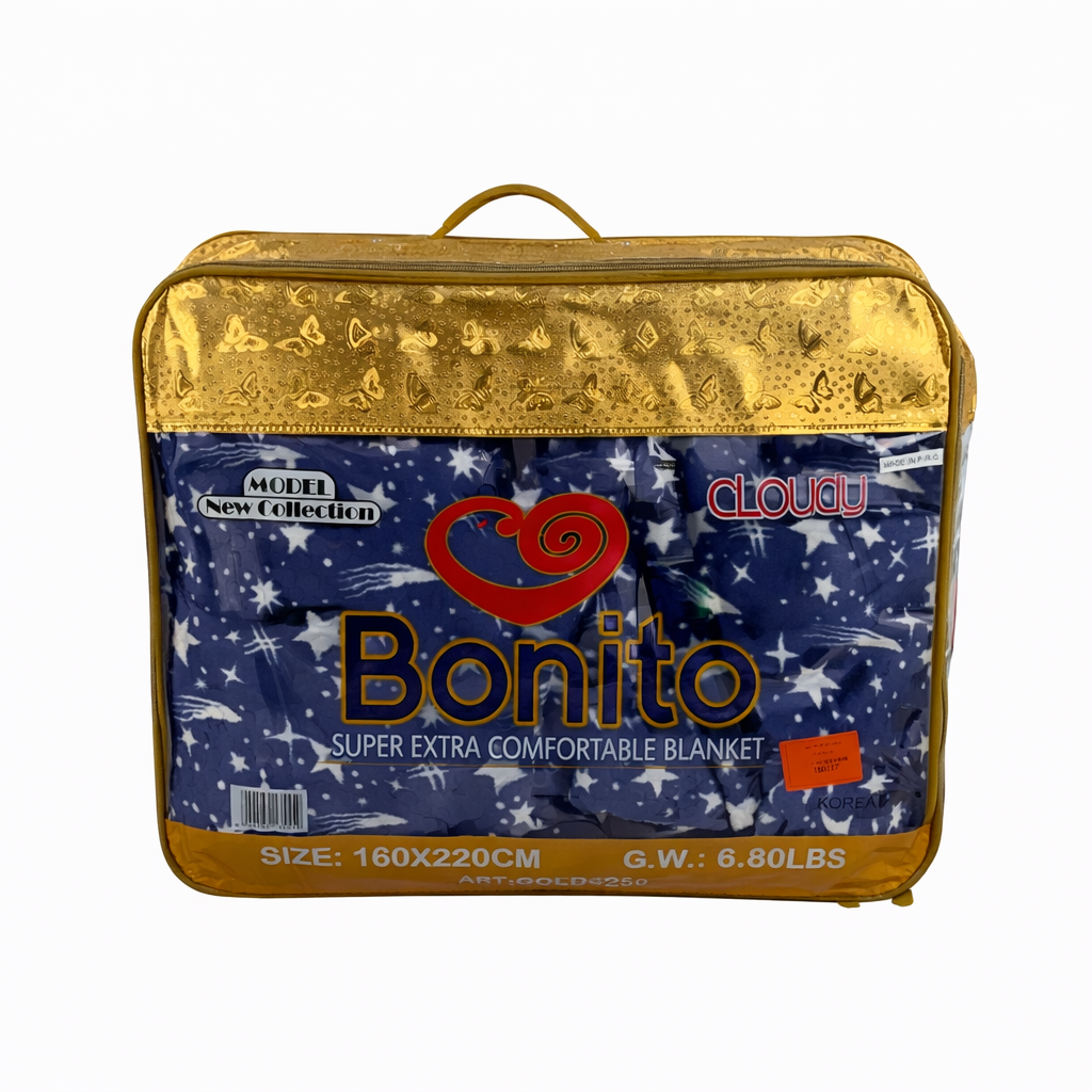 پتو ضخیم ابریشمی ۱نفره دورو برند بونتيو طلایی