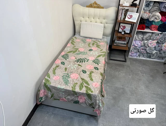 پتو حوله ای 1نفره طرح دار با برجستگی گل کد2(گل صورتی)