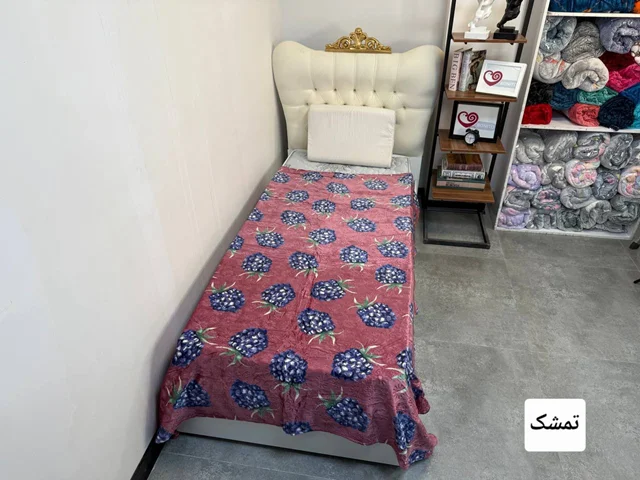 پتو حوله ای 1نفره طرح دار با برجستگی گل کد12(تمشک)