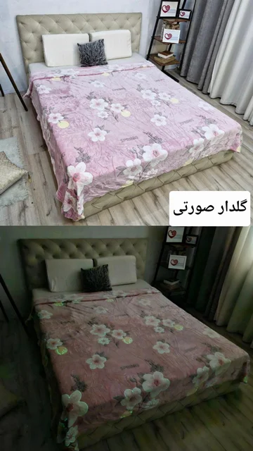 پتوحوله ای شبنما ۲نفره برندBlack Eagle کد10(گلدار صورتی)