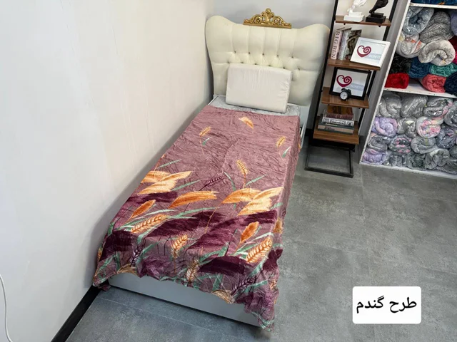 پتو حوله ای 1نفره طرح دار با برجستگی گل کد5(طرح گندم)